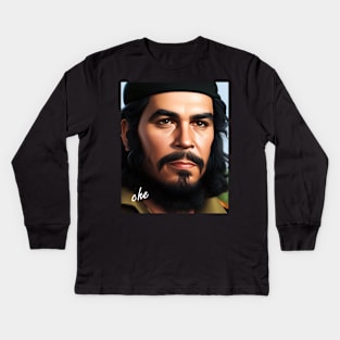 Realistic Portrait of Che Guevara Kids Long Sleeve T-Shirt